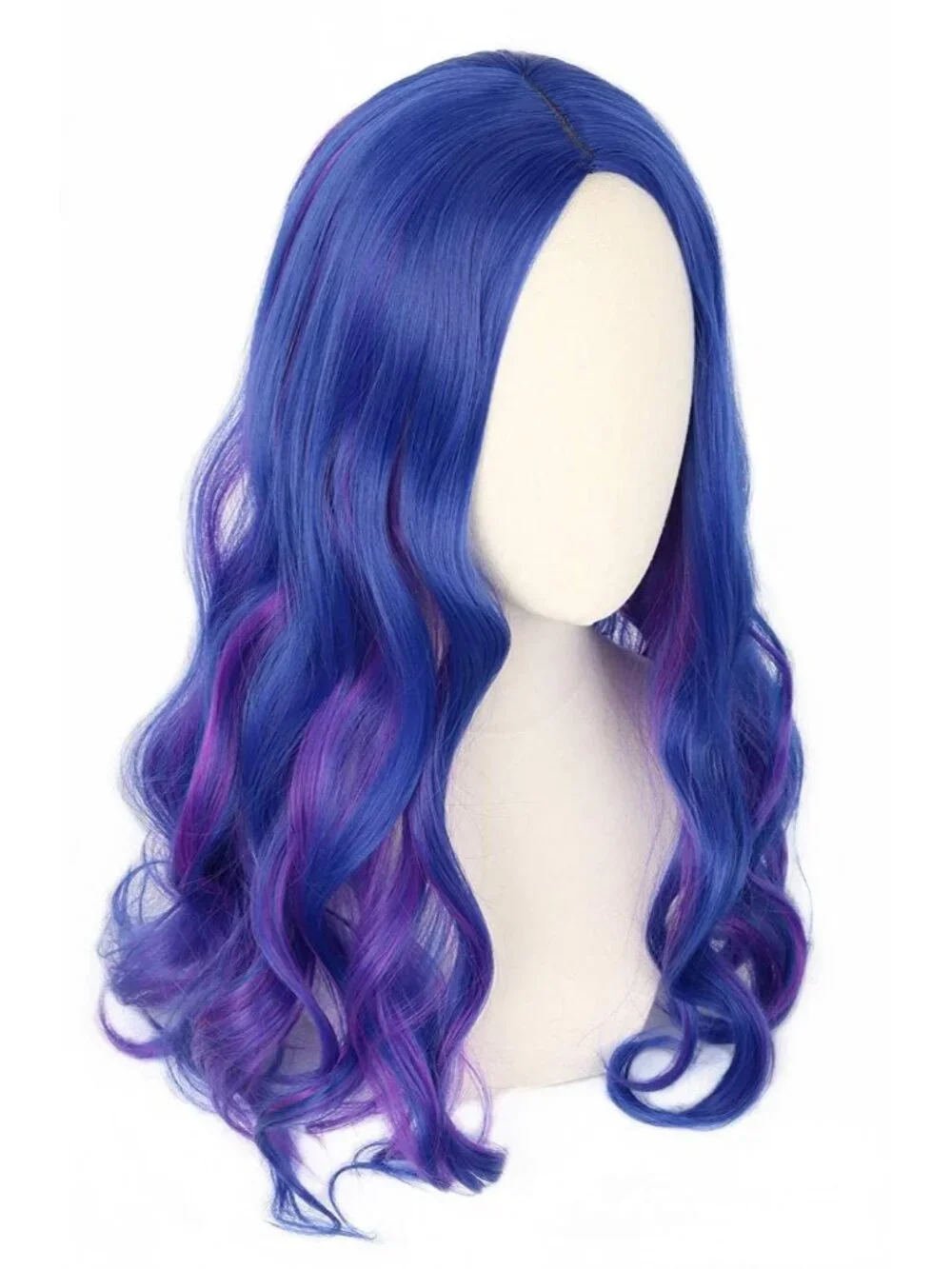 Women's Blue Purple Short Cosplay Halloween Costume Wig With Necklace Earrings
